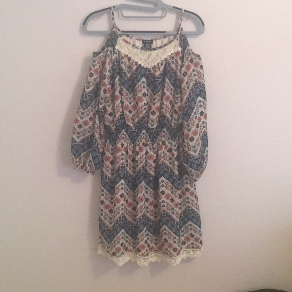 Tribal Pattern Off-the-Shoulder Dress